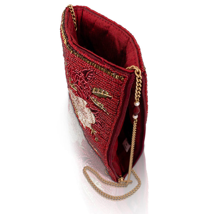 Eastern Bloom Burgundy Floral Crossbody Phone Bag