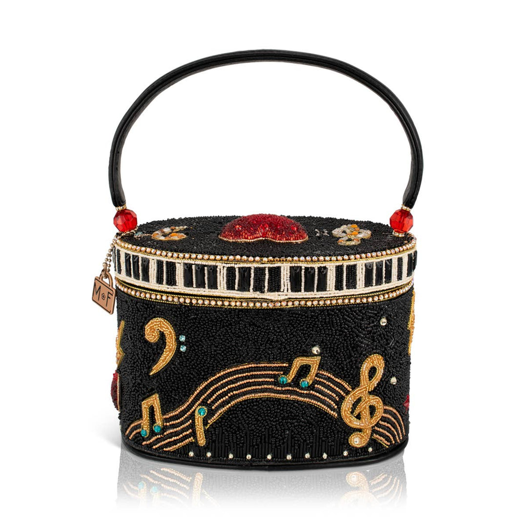 Jam Session Beaded Music Inspired Top Handle Bag