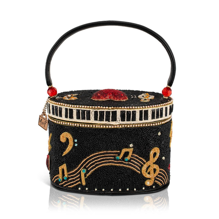 Jam Session Beaded Music Inspired Top Handle Bag