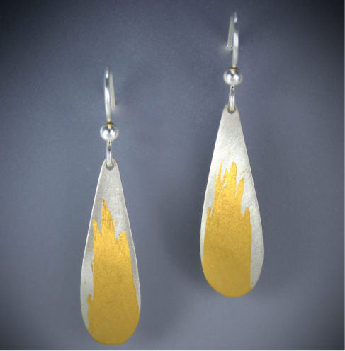 Silver and Gold Leaf Drop Earrings