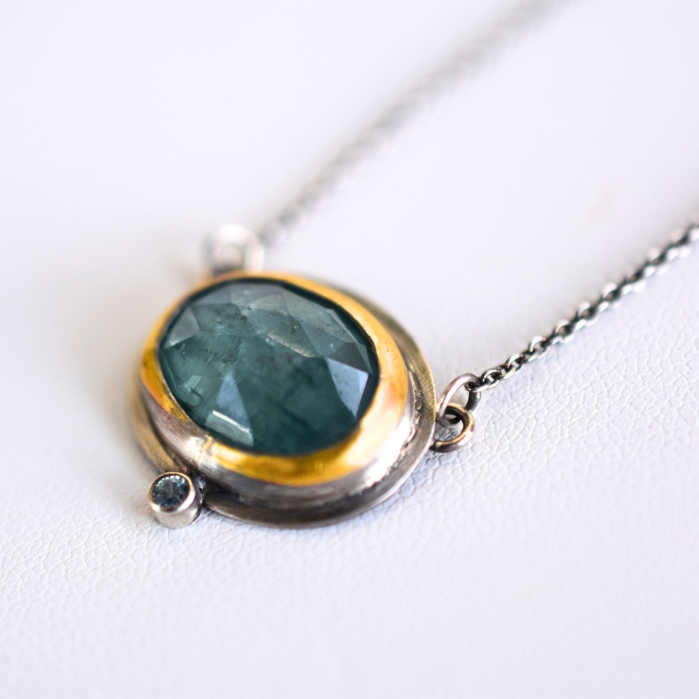 Crescent Rim Necklace ~ Sky Blue Kyanite