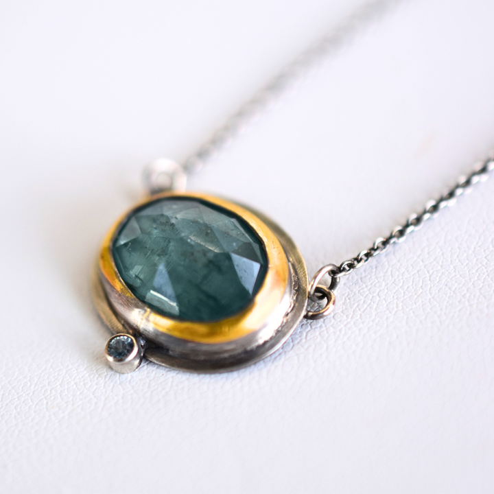 Crescent Rim Necklace ~ Sky Blue Kyanite