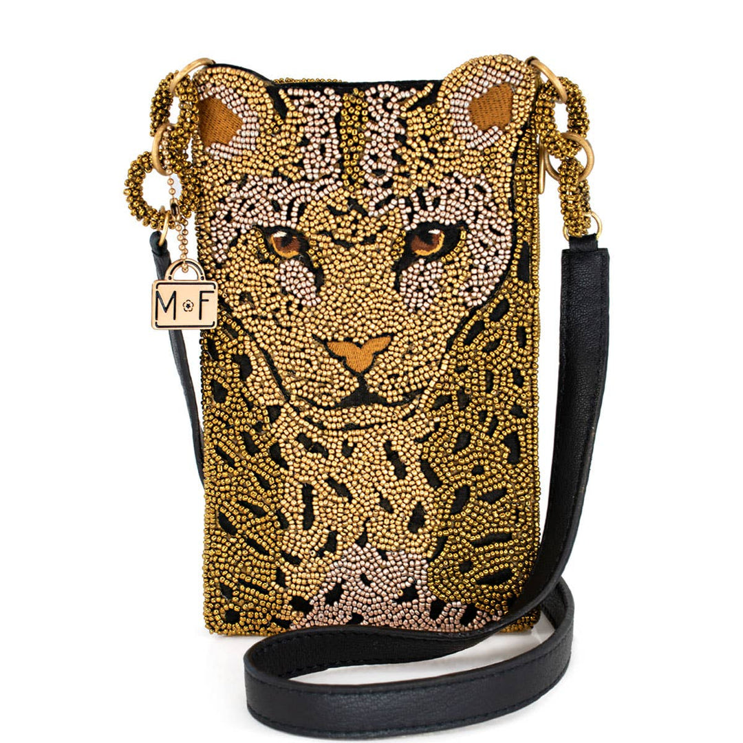 Gone Wild Beaded Leopard Crossbody Phone Bag