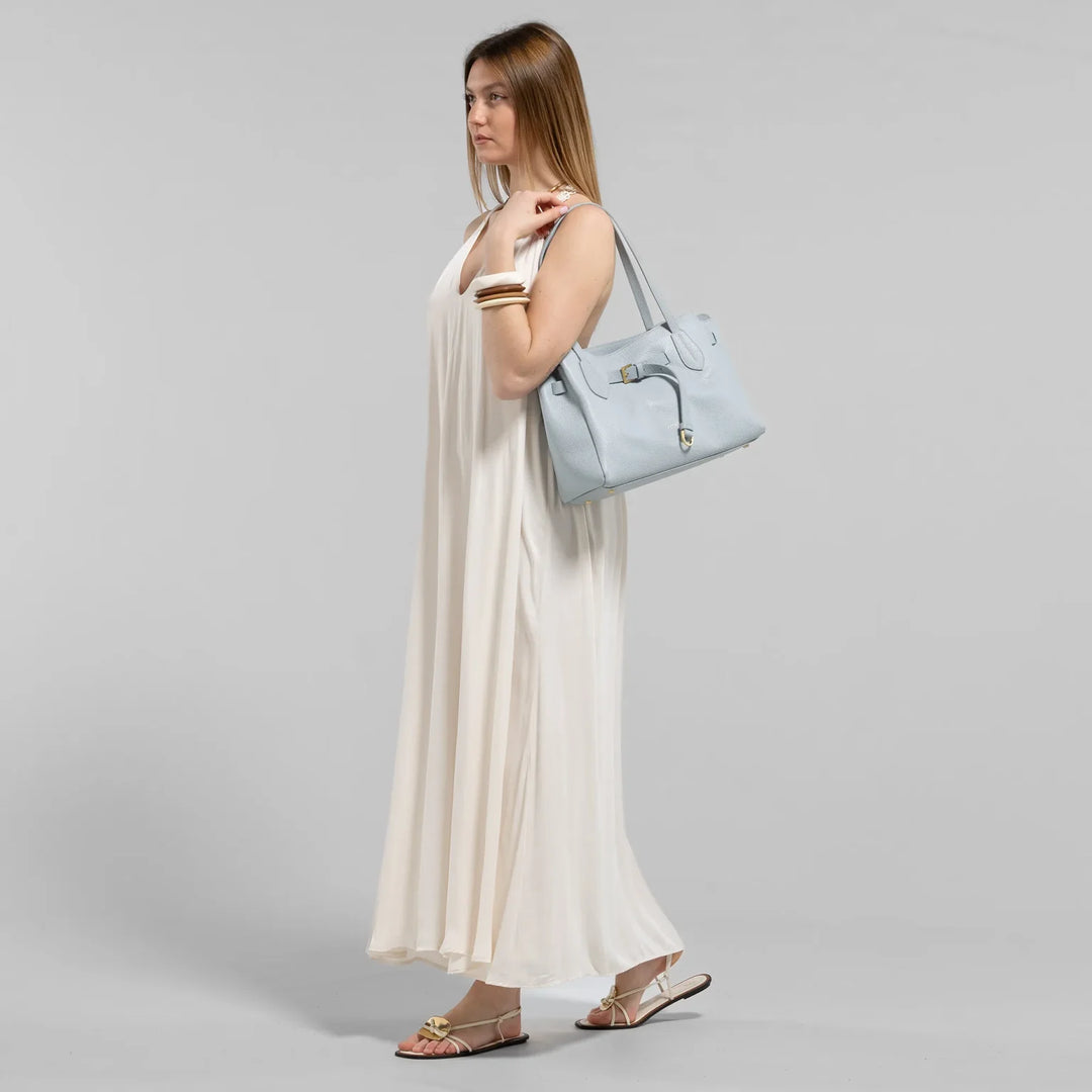 Doll Leather Top Handle Bag - Cloud