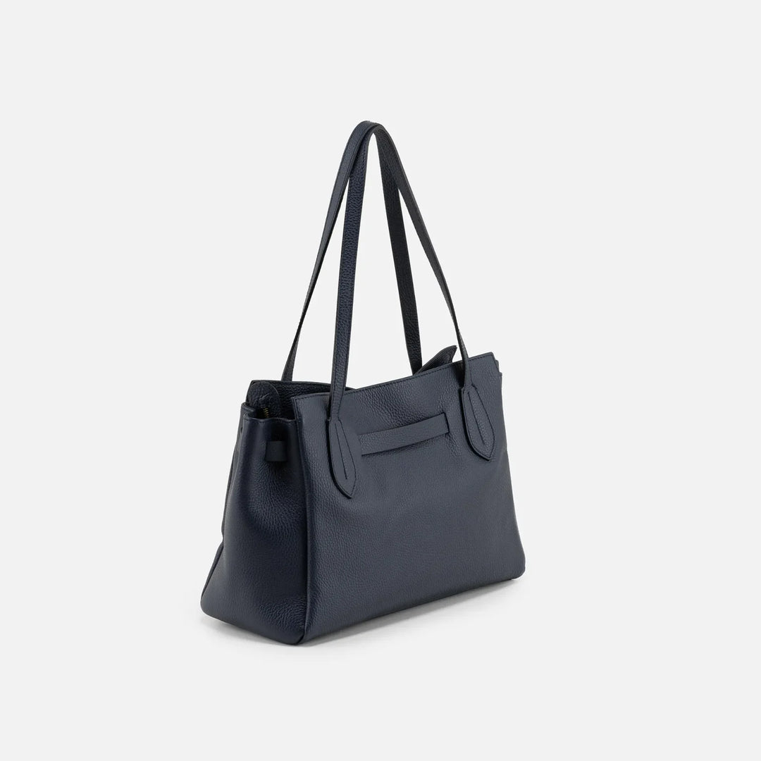 Doll Leather Top Handle Bag - Navy