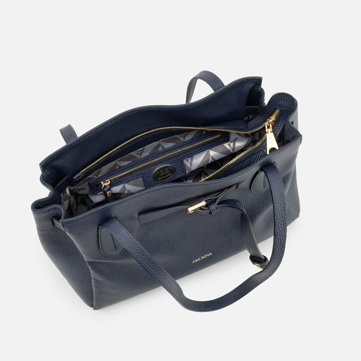 Doll Leather Top Handle Bag - Navy