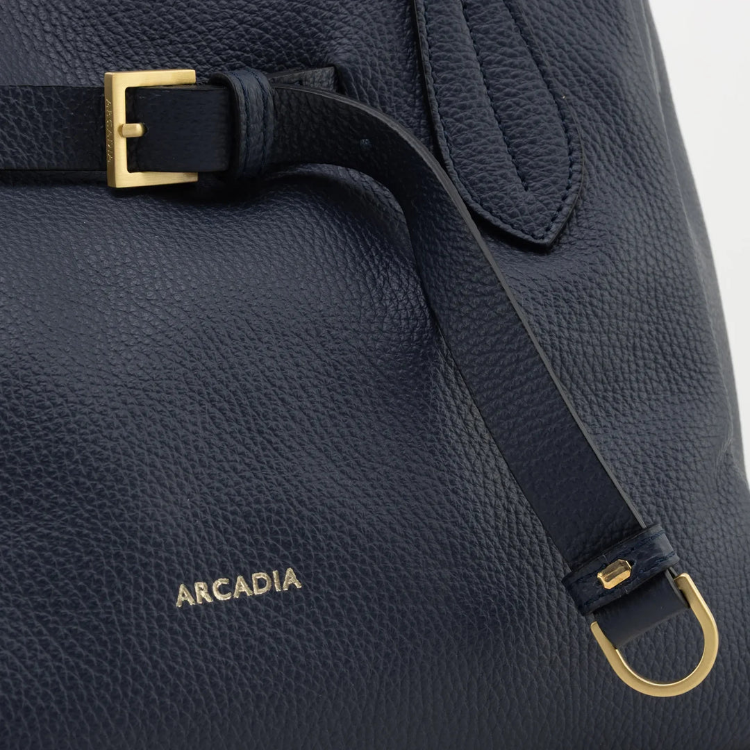 Doll Leather Top Handle Bag - Navy
