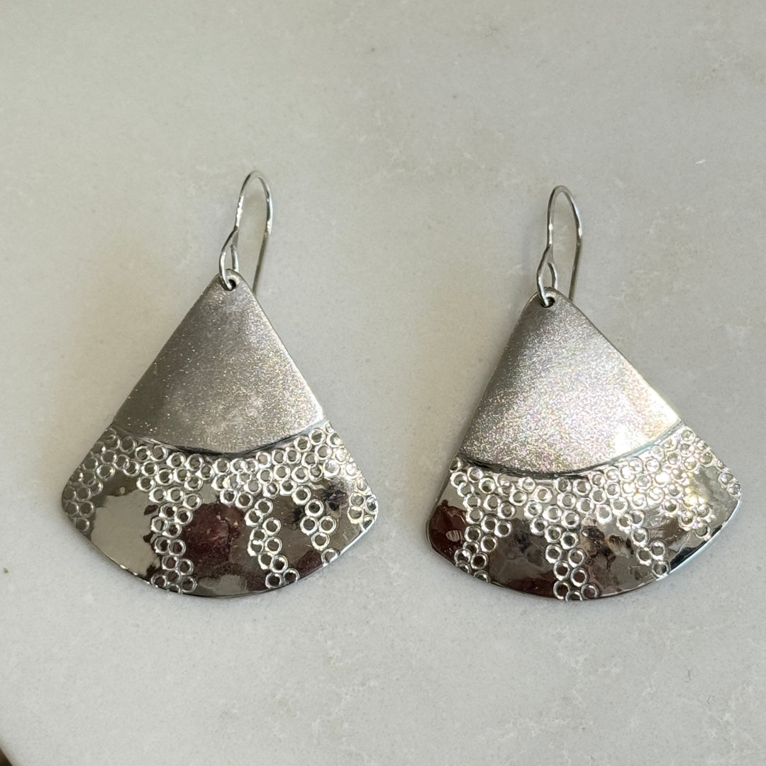 Double Plated Fans Hanging Earrings