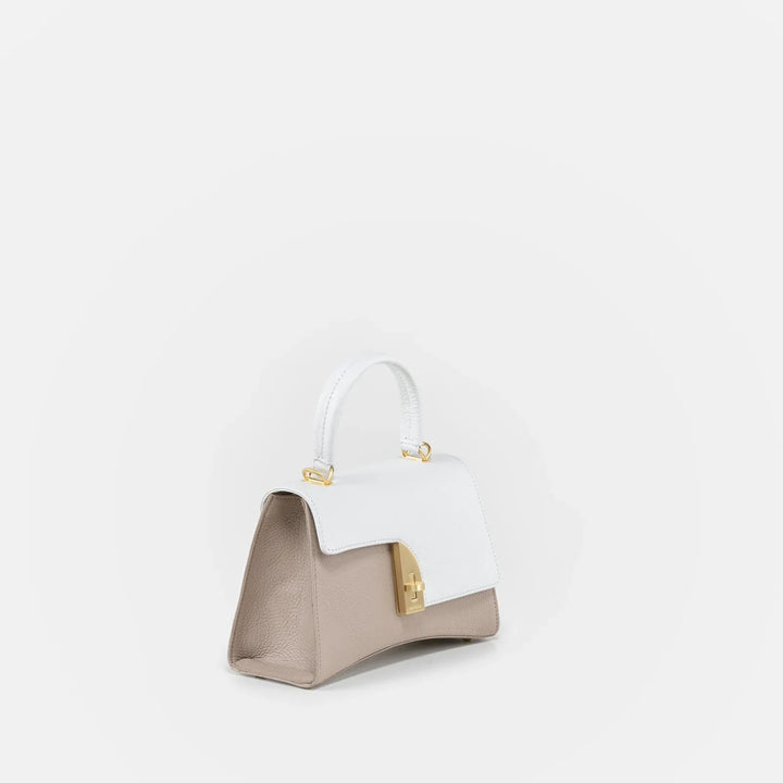Arco Small Satchel - Taupe/White