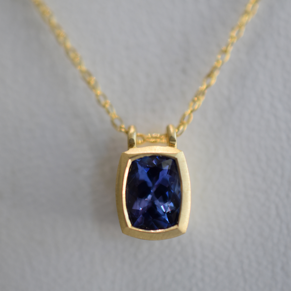 Tanzanite Bezel Pendant Necklace