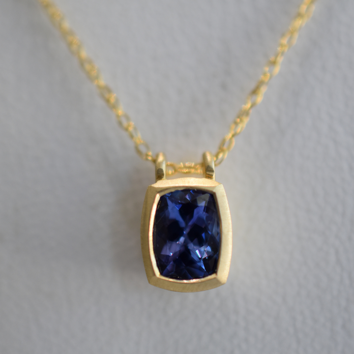 Tanzanite Bezel Pendant Necklace