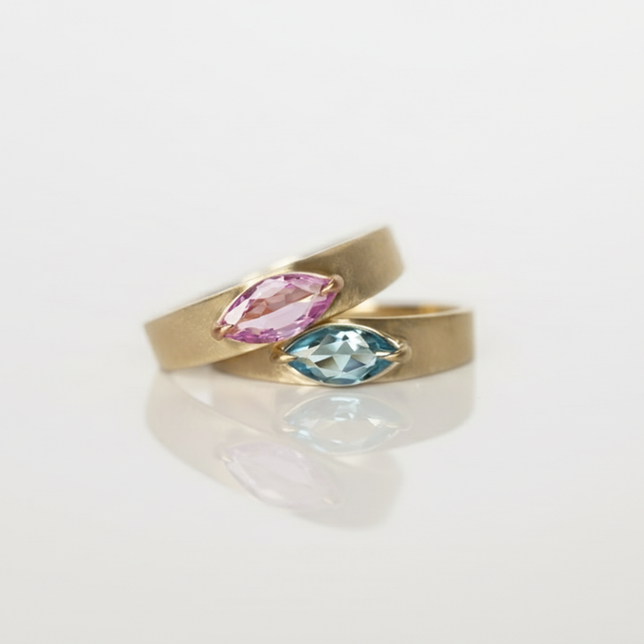 Tapered Band Ring - Pink Sapphire