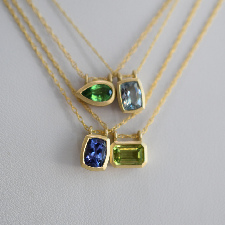 Aquamarine Bezel Pendant Necklace