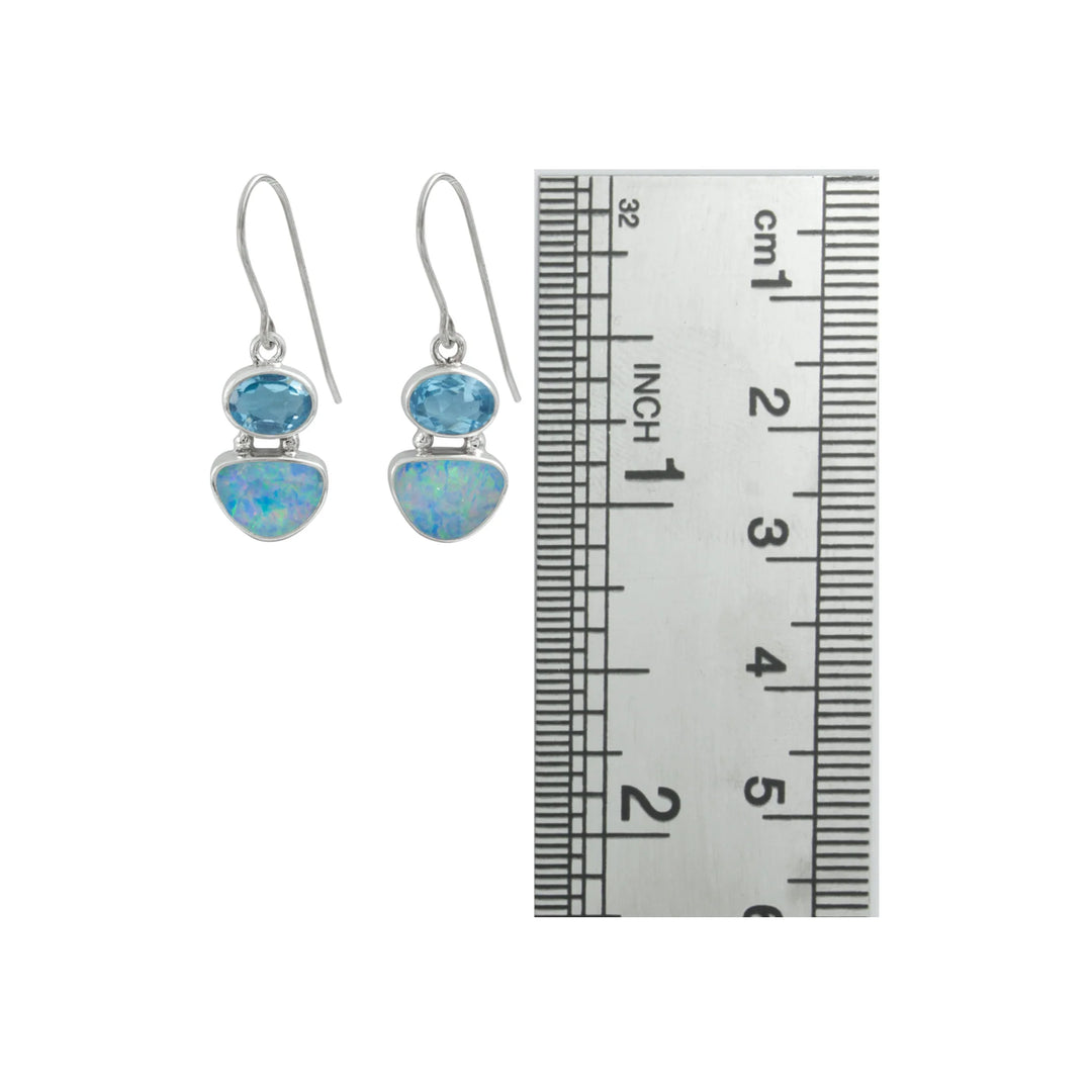 Opal and Blue Topaz Hanging Earrings