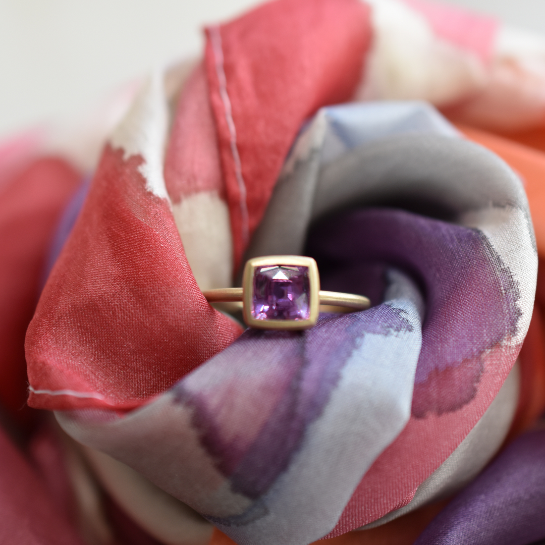 Simple Bezel Ring - Pink Sapphire