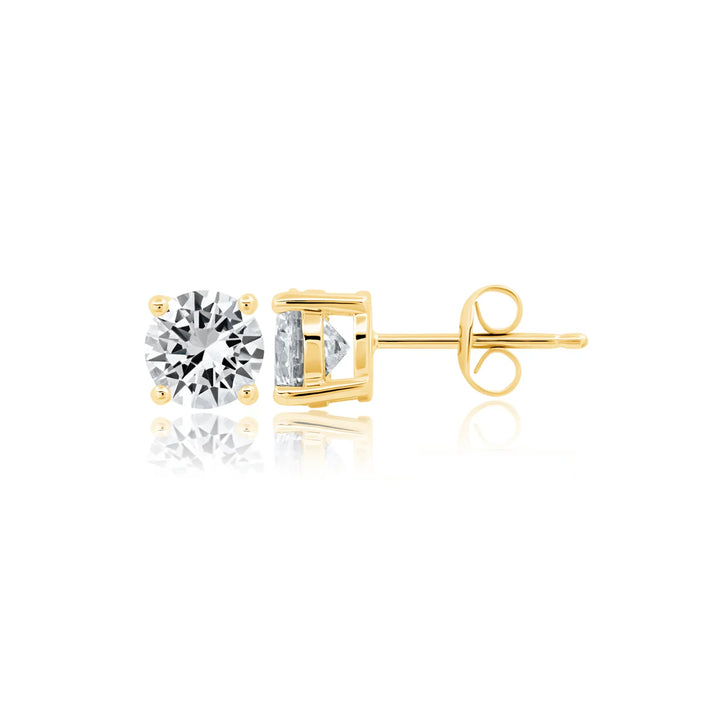 Solitaire Brilliant Stud Earrings in Gold - 1.5 CT