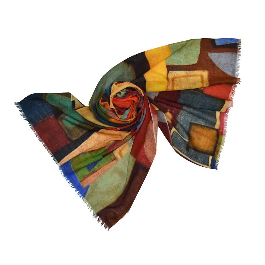 Umberto Artful Geo Twill Wool Scarf