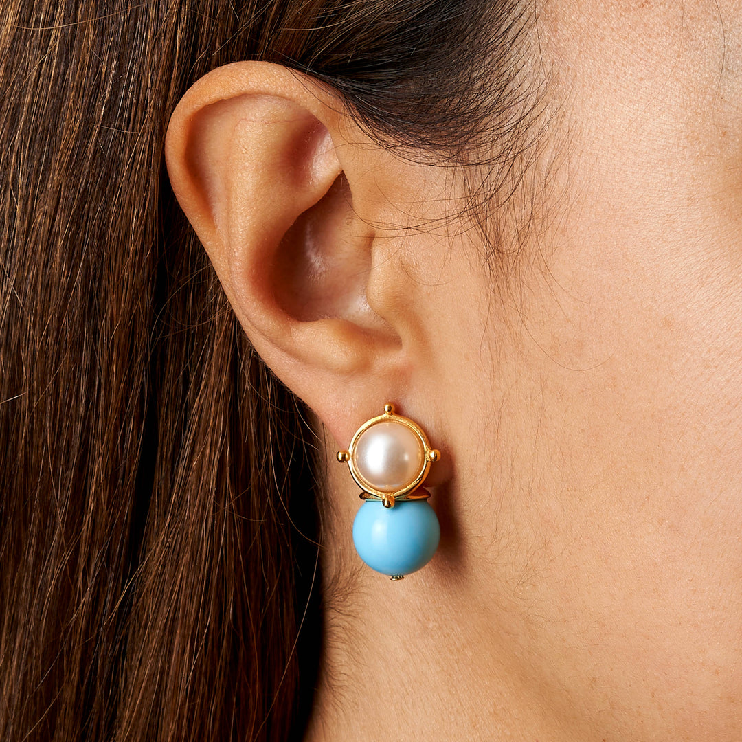 Turquoise And White Lady Earring