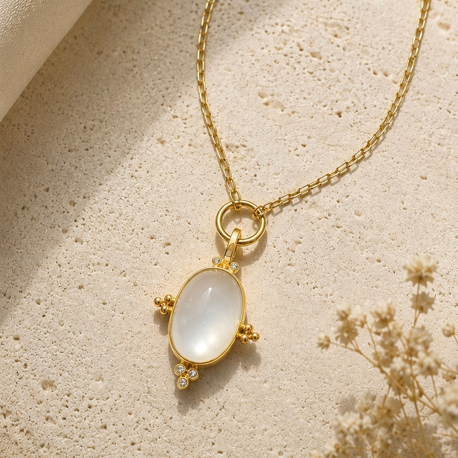 Milk Quartz and Diamond Capri Pendant