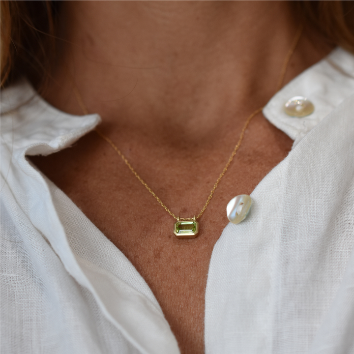 Peridot Bezel Pendant Necklace