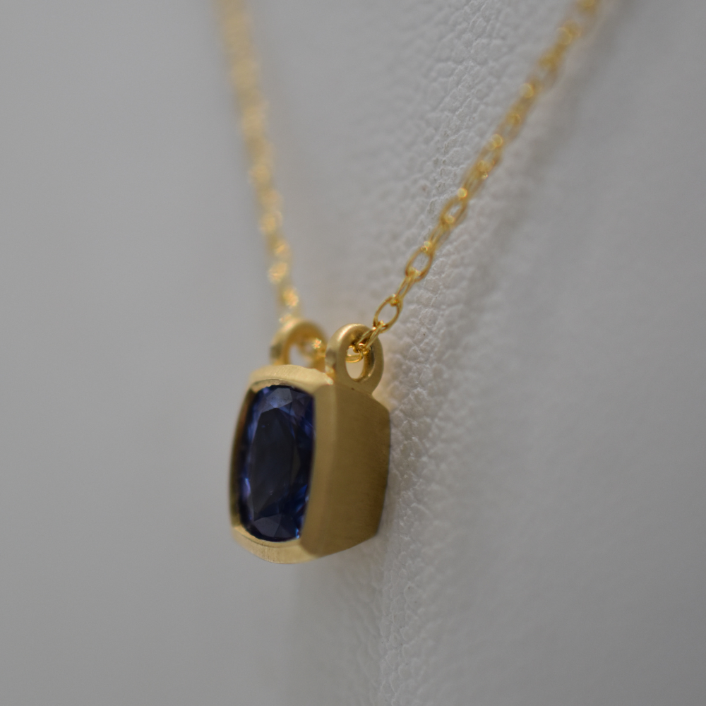 Tanzanite Bezel Pendant Necklace