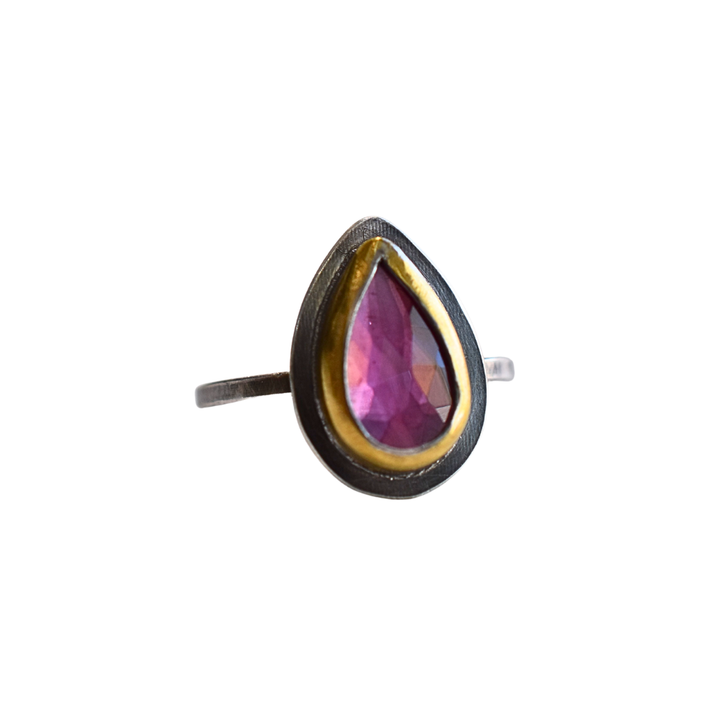 Pink Tourmaline Crescent Rim Ring