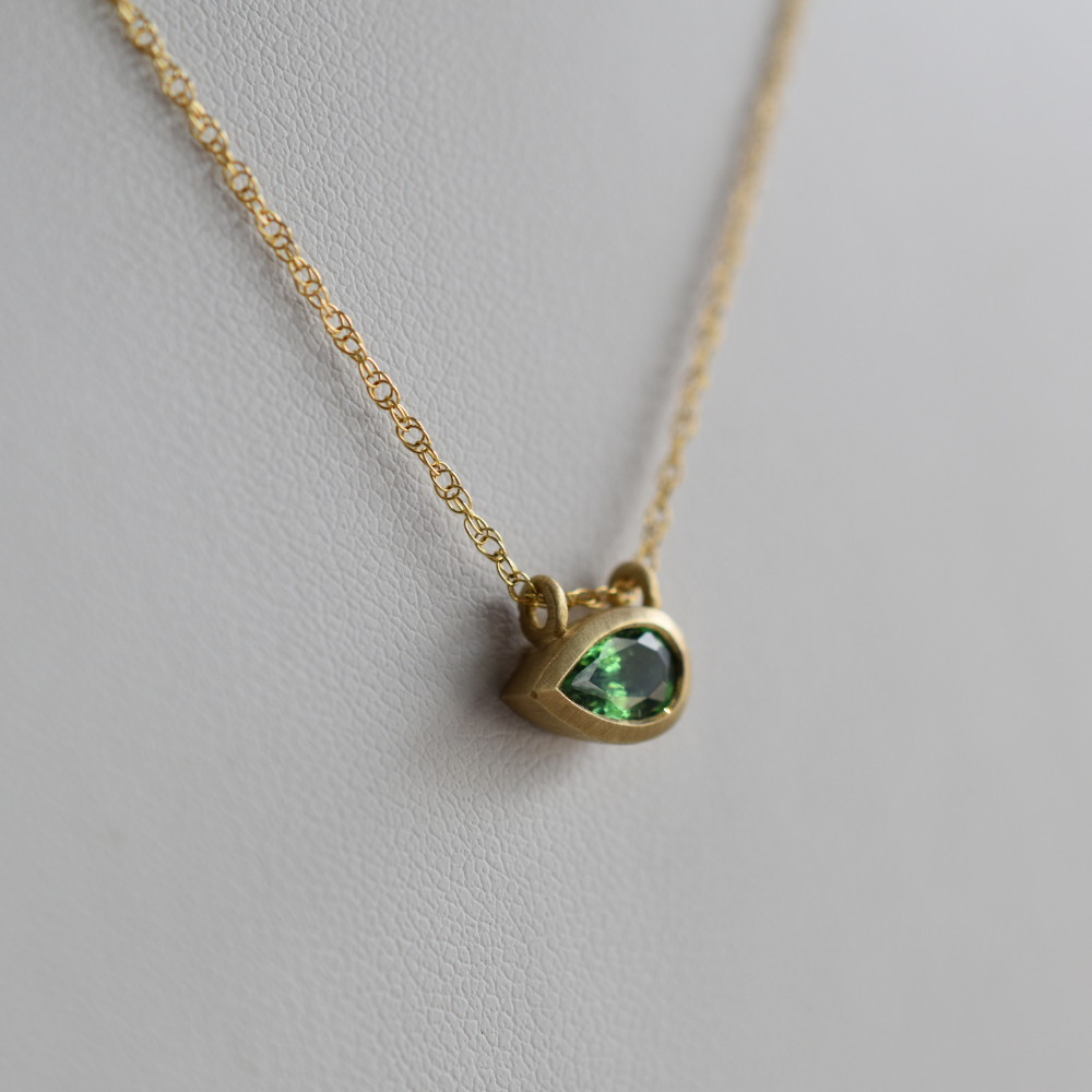 Tsavorite Garnet Bezel Pendant Necklace
