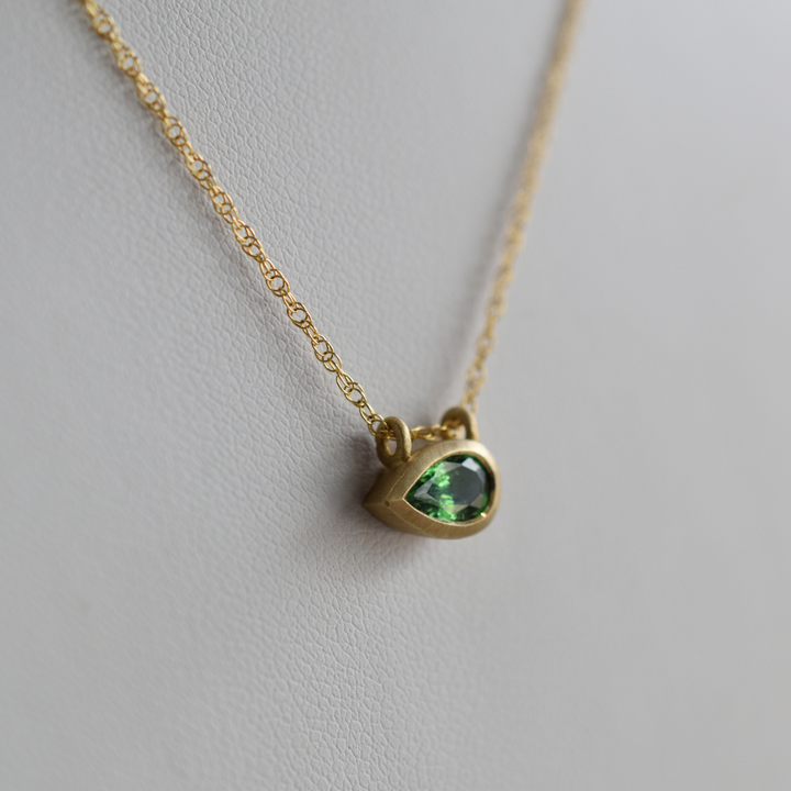Tsavorite Garnet Bezel Pendant Necklace