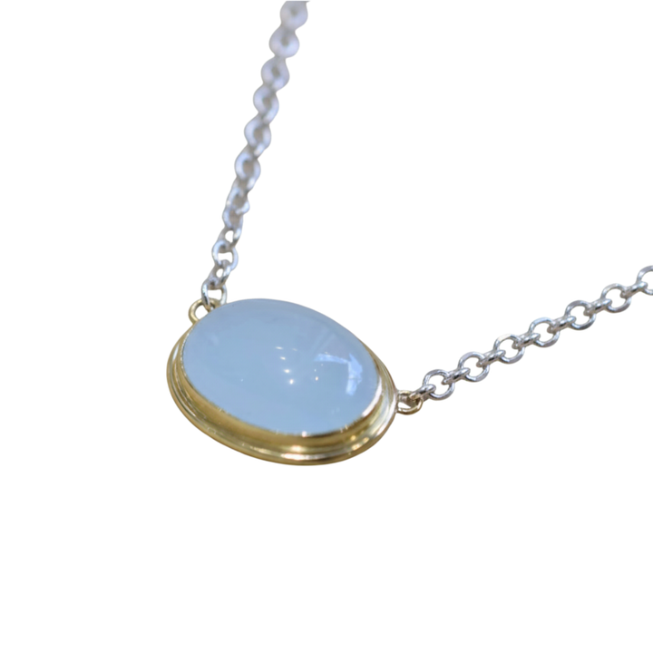 Aquamarine "Milky" Gem Necklace - 18mm