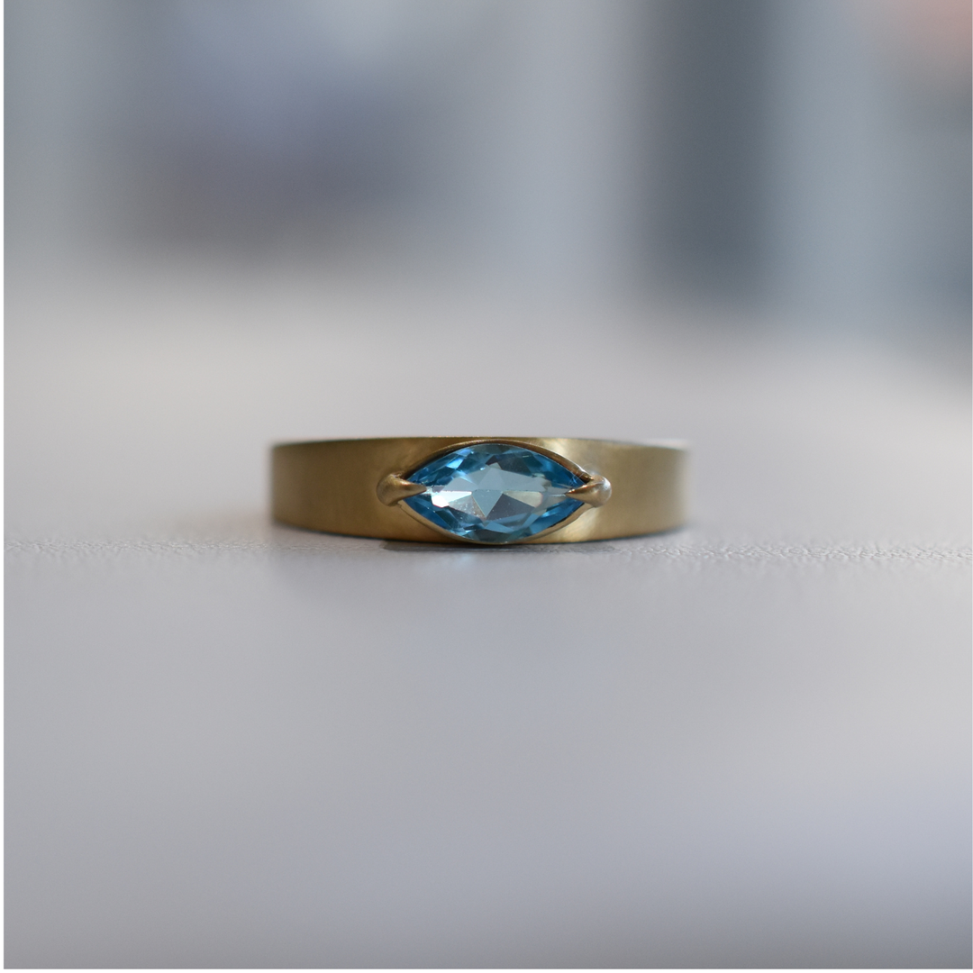Tapered Band Ring - Blue Topaz