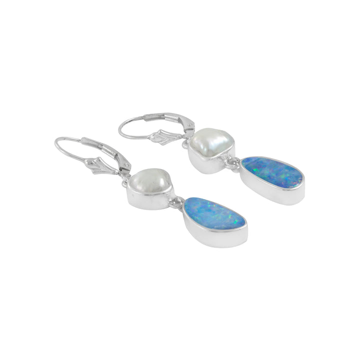 Opal and Keshi Pearl Hanging Earrings