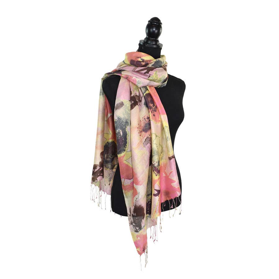Yelena Handmade Abstract Floral Silk Scarf