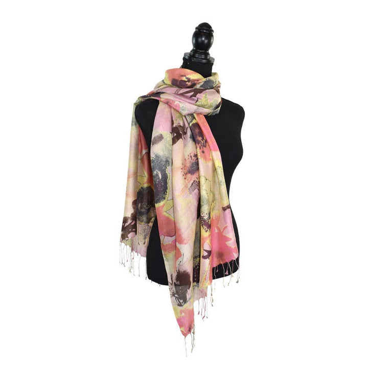 Yelena Handmade Abstract Floral Silk Scarf