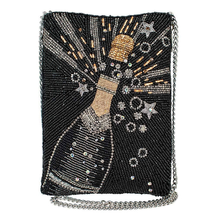 Bubbly Mini Beaded Champagne Bottle Crossbody Handbag