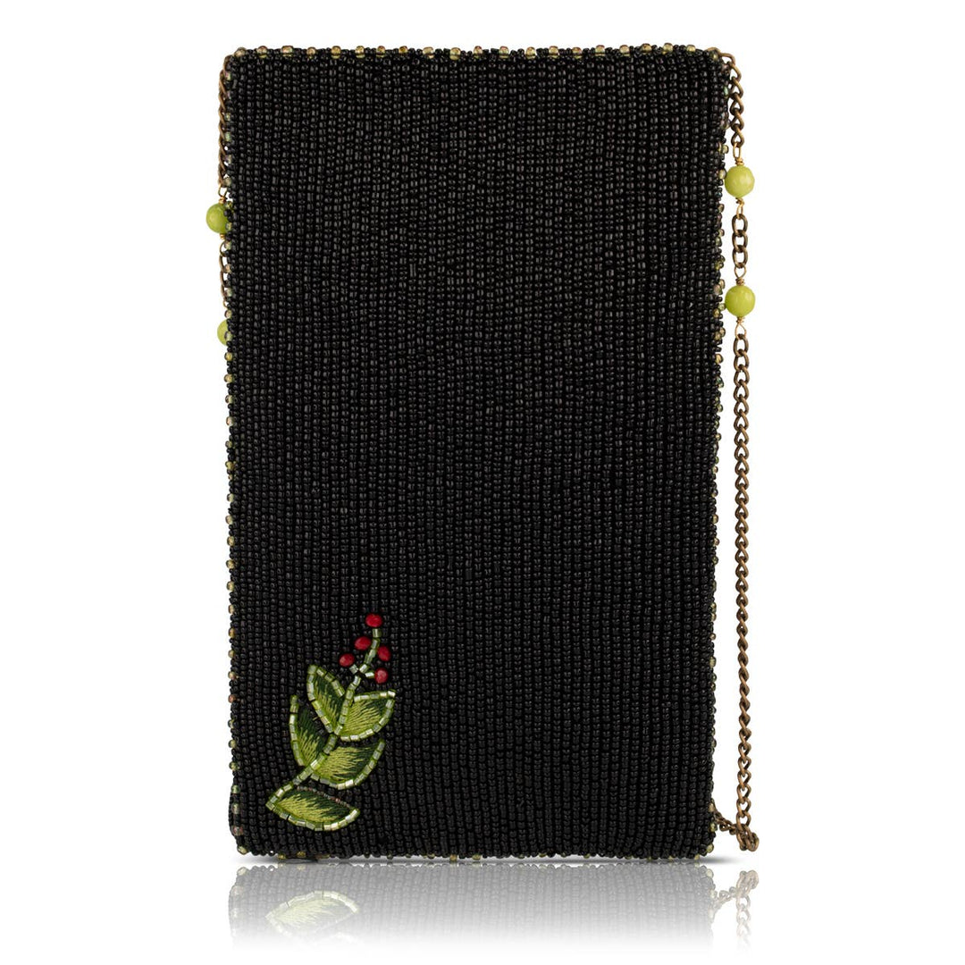 Enchanting Evening beaded black and green crossbody bag