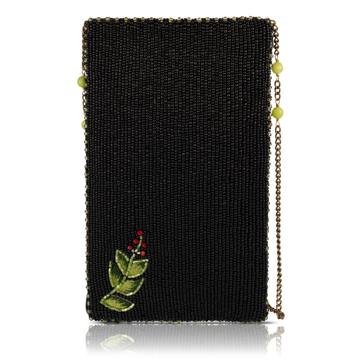 Enchanting Evening beaded black and green crossbody bag