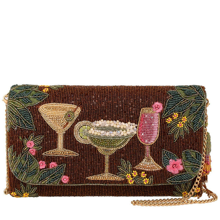 Cheers to Paradise Cocktails Beaded Crossbody Handbag