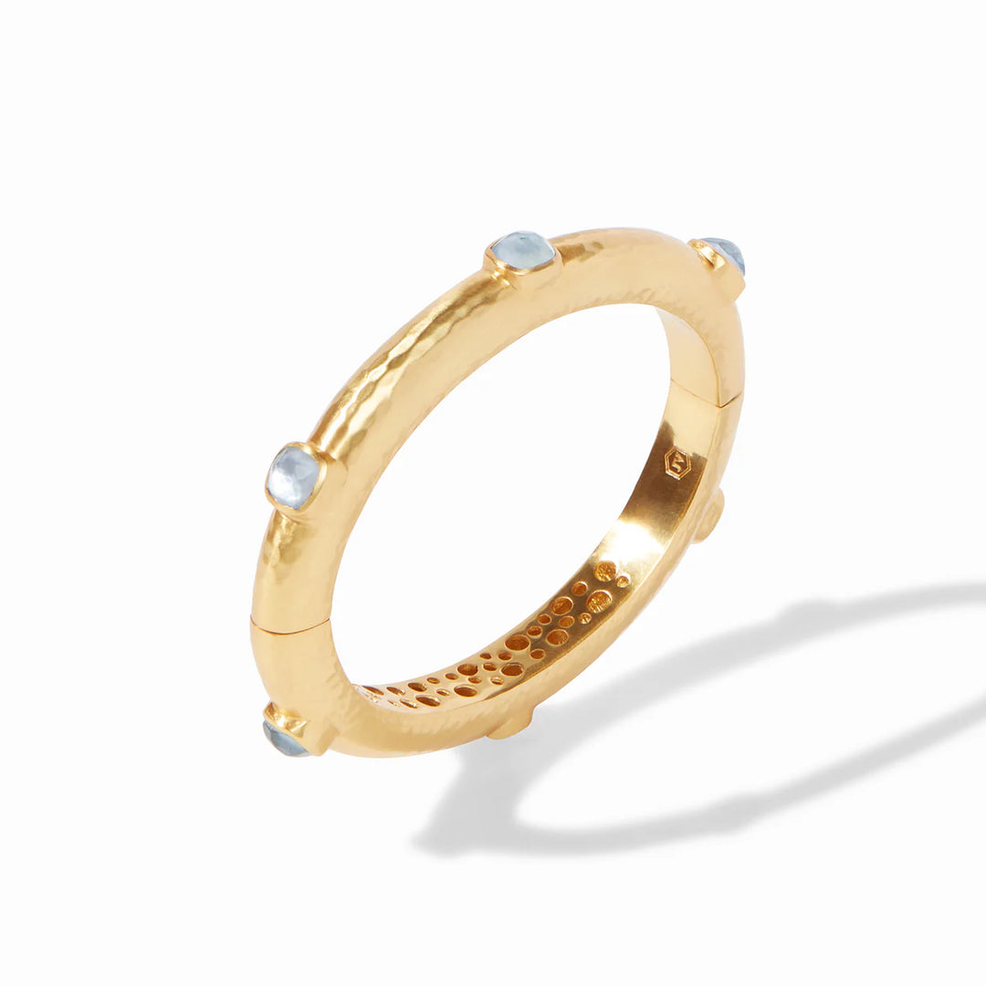 Catalina Stone Hinge Bangle - Chalcedony Blue
