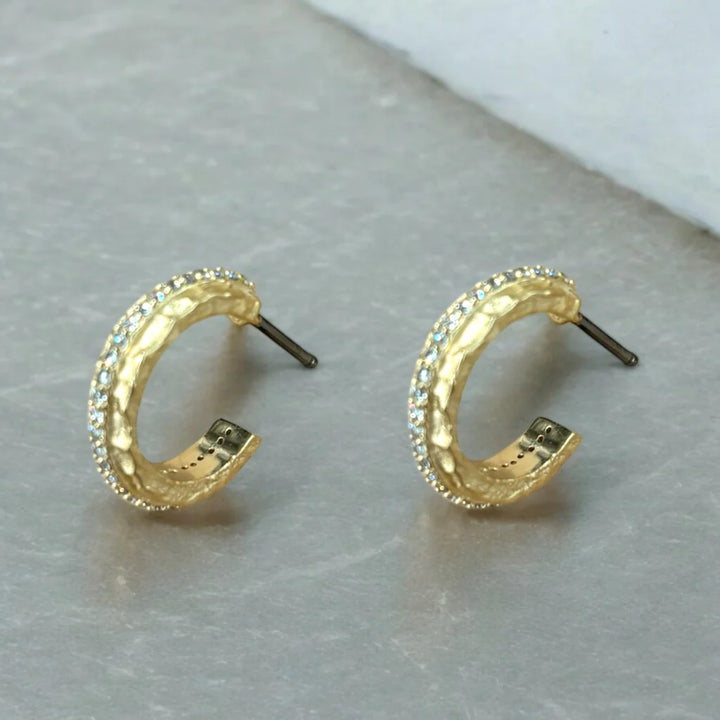 Gold Mini Egy Crystal Hoops