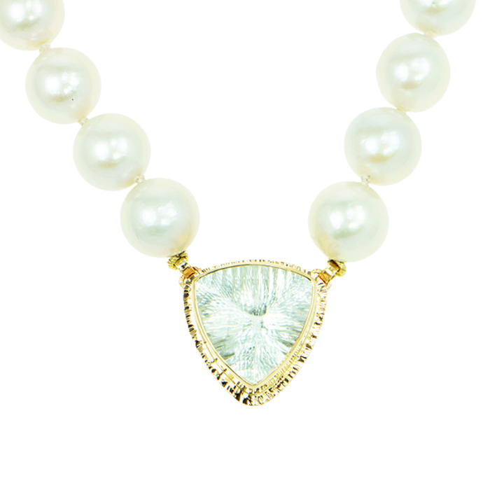Ice Aquamarine Millennium-cut Faceted and Freshwater Pearl Necklace