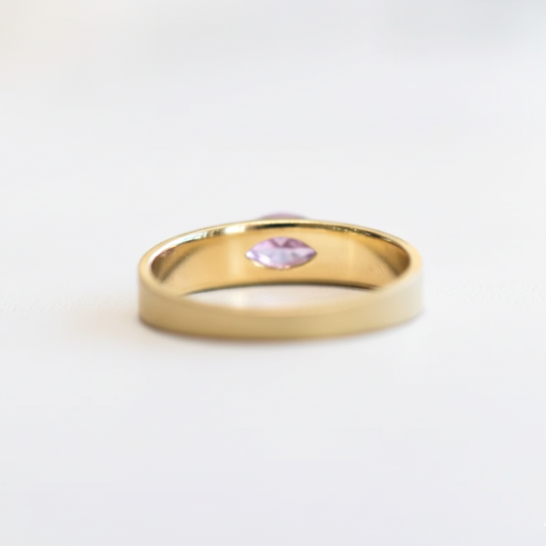 Tapered Band Ring - Pink Sapphire