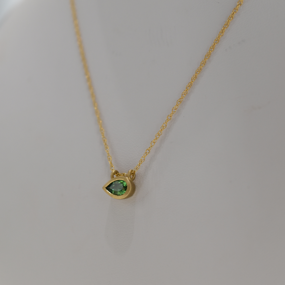 Tsavorite Garnet Bezel Pendant Necklace