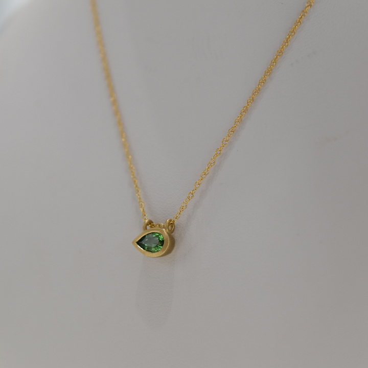 Tsavorite Garnet Bezel Pendant Necklace