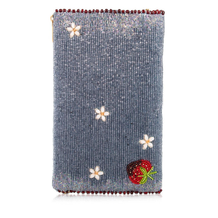 Strawberry Jam Red Beaded Strawberries Crossbody Phone Bag
