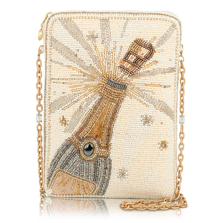 Bubbles & Bliss Champagne Pop Beaded Crossbody Handbag