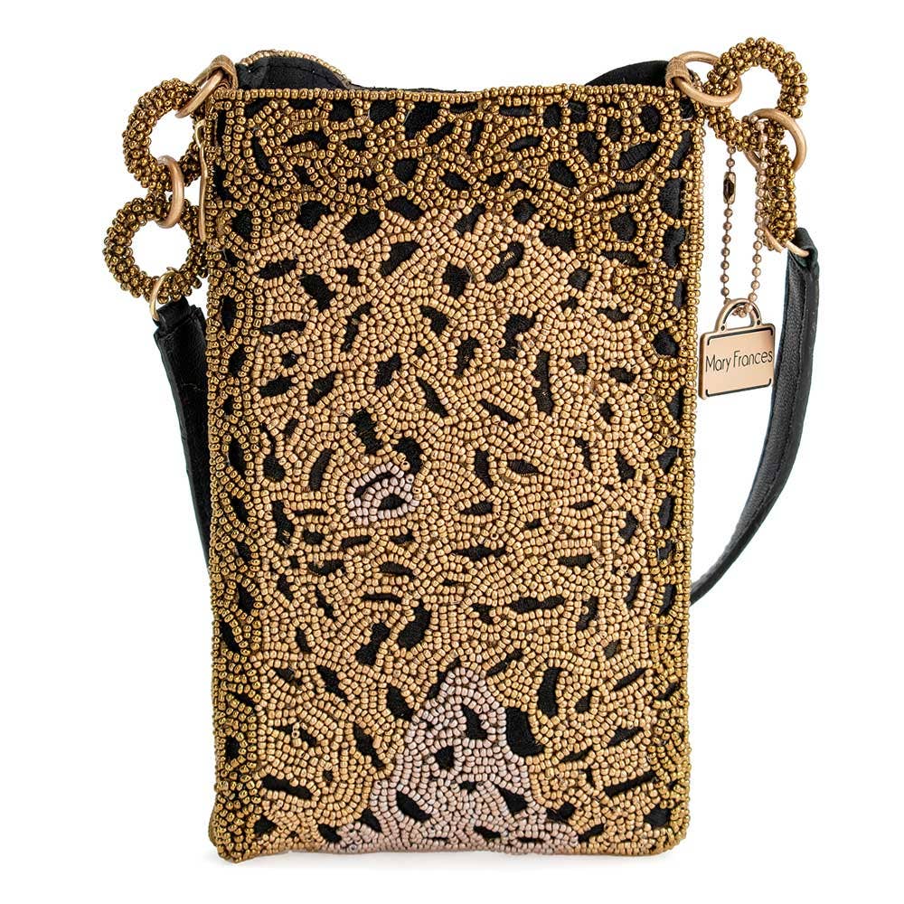 Gone Wild Beaded Leopard Crossbody Phone Bag