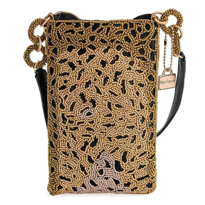 Gone Wild Beaded Leopard Crossbody Phone Bag
