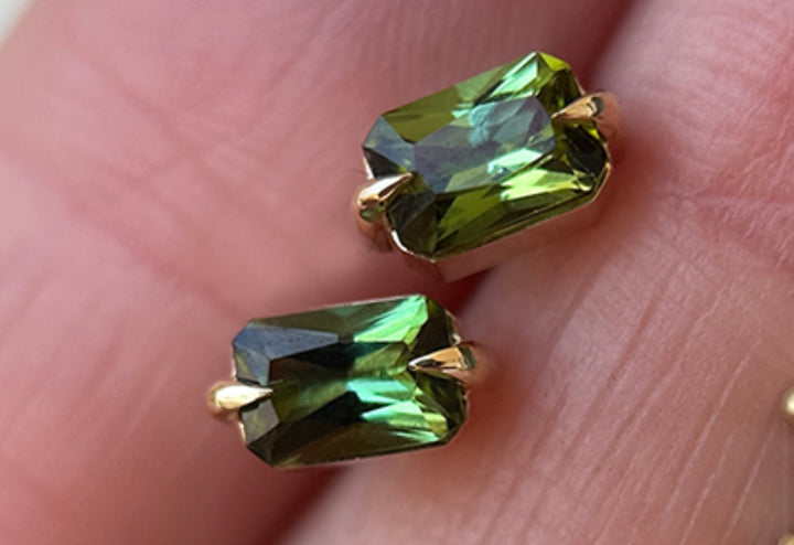 Green Tourmaline Studs