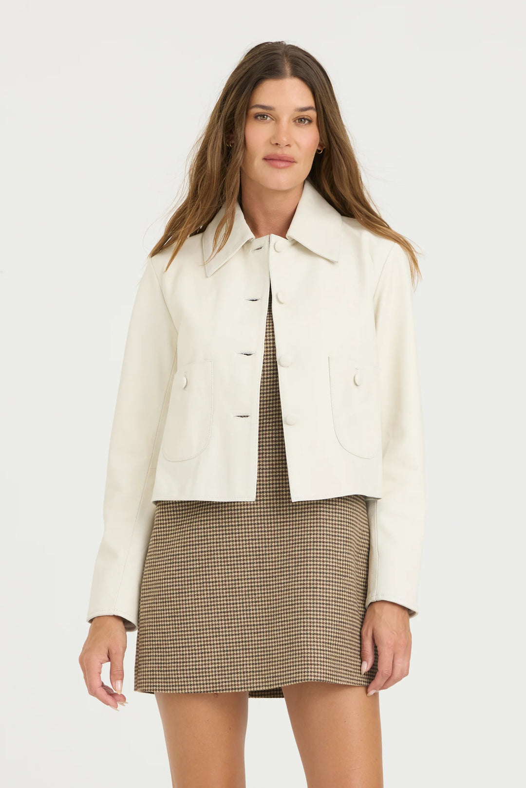 Julie Burnished Leather Jacket - Cream