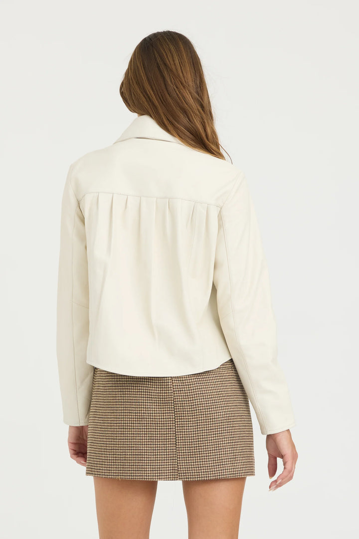 Julie Burnished Leather Jacket - Cream